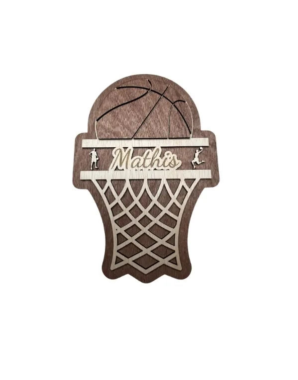Plaque de porte Basket personnalisée en bois