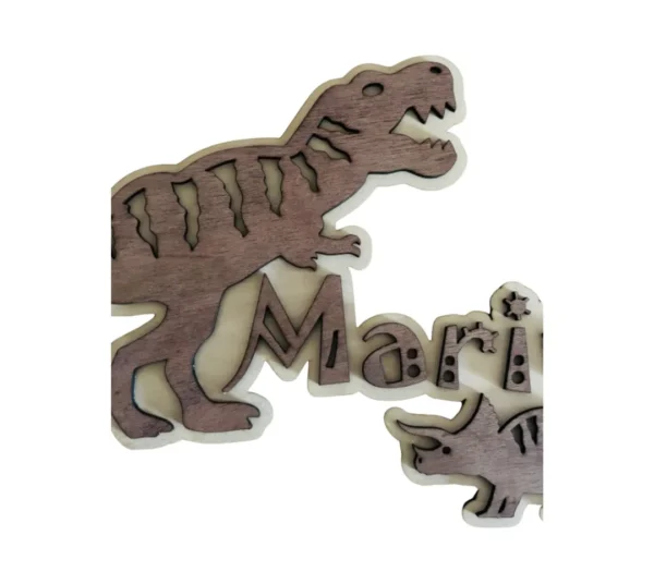 Plaque de porte Dinosaure personnalisée en bois