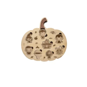 Puzzle en bois en forme de citrouille avec personnages d’Halloween, jeu éducatif et ludique pour enfant