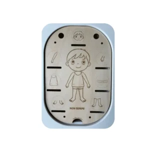 Insert sensoriel éducatif en bois pour découvrir le corps humain, les parties du corps et le schéma corporel