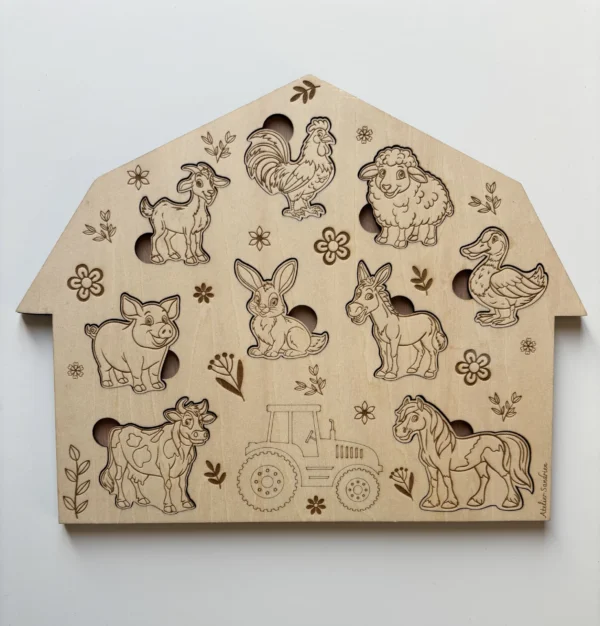Zoom Puzzle en bois - Les animaux de la ferme
