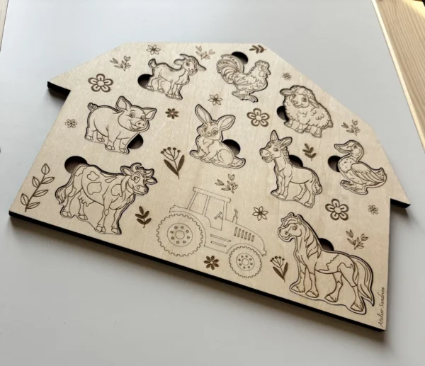 Zoom Puzzle en bois - Les animaux de la ferme