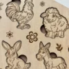 Puzzle en bois - Les animaux de la ferme zoom sur le coq, le mouton, le lapin et l'âne