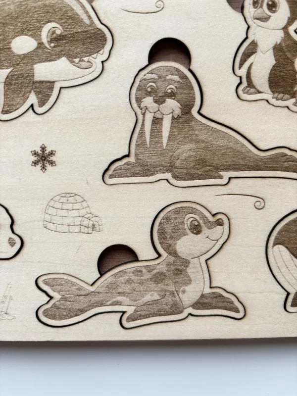 Zoom Puzzle en bois - Les animaux arctiques