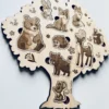 Puzzle forme arbre en bois - Les animaux de la forêt - vue de biais