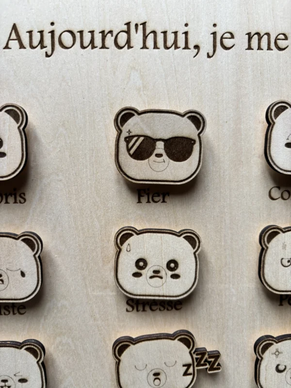 Ours des émotions - Tableau éducatif en bois