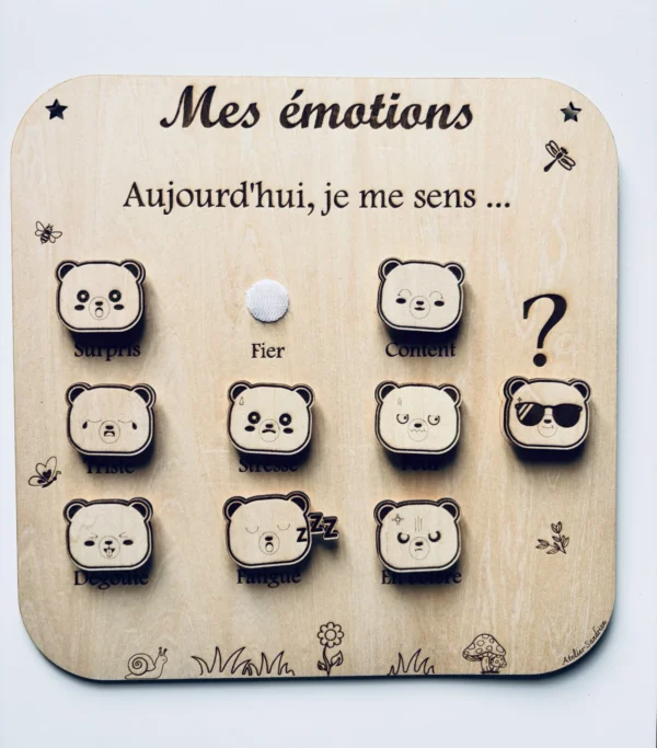Ours des émotions - Tableau éducatif en bois