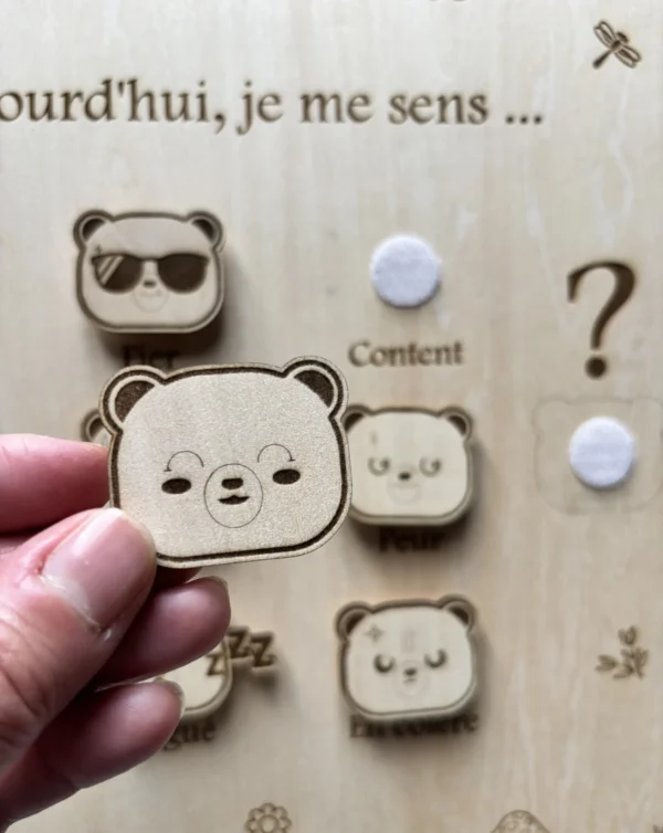 Ours des émotions - Tableau éducatif en bois