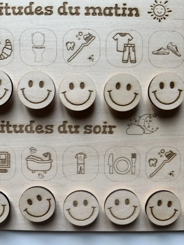 zoom sur un tableau de routine en bis - matin et soir