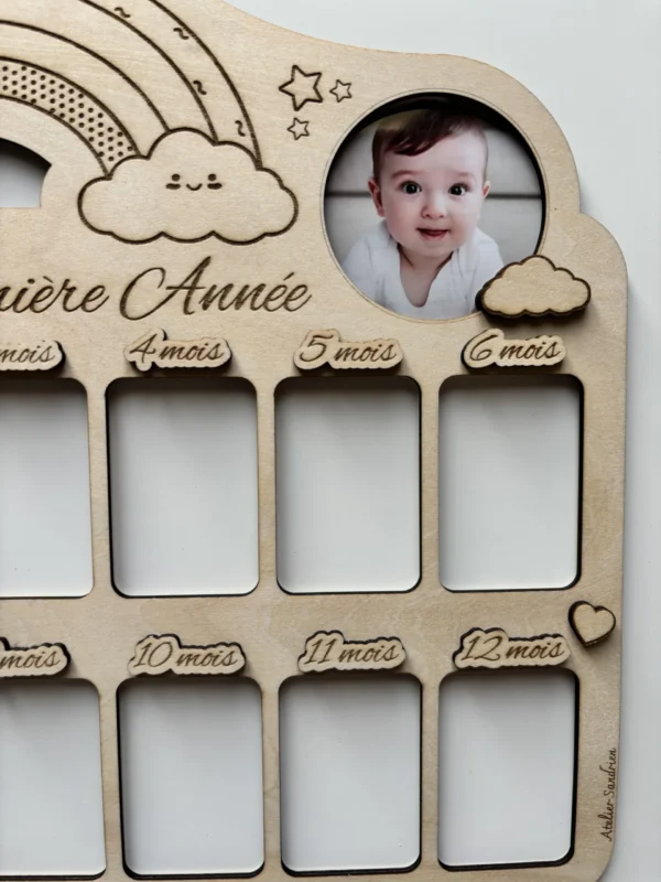Cadre souvenirs bébé en bois - Ma Première Année