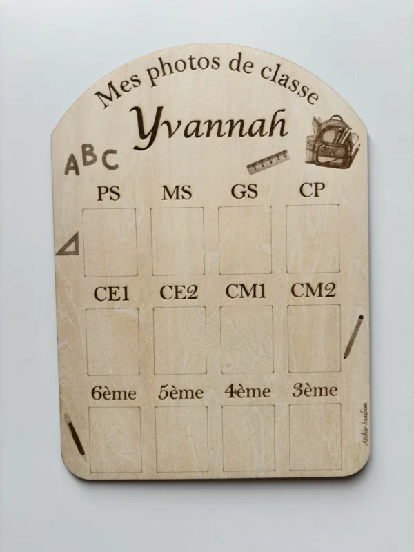 Cadre souvenirs de classe en bois – De la maternelle au collège