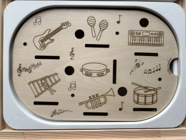 Insert sensoriel en bois - Découverte des sons et instruments