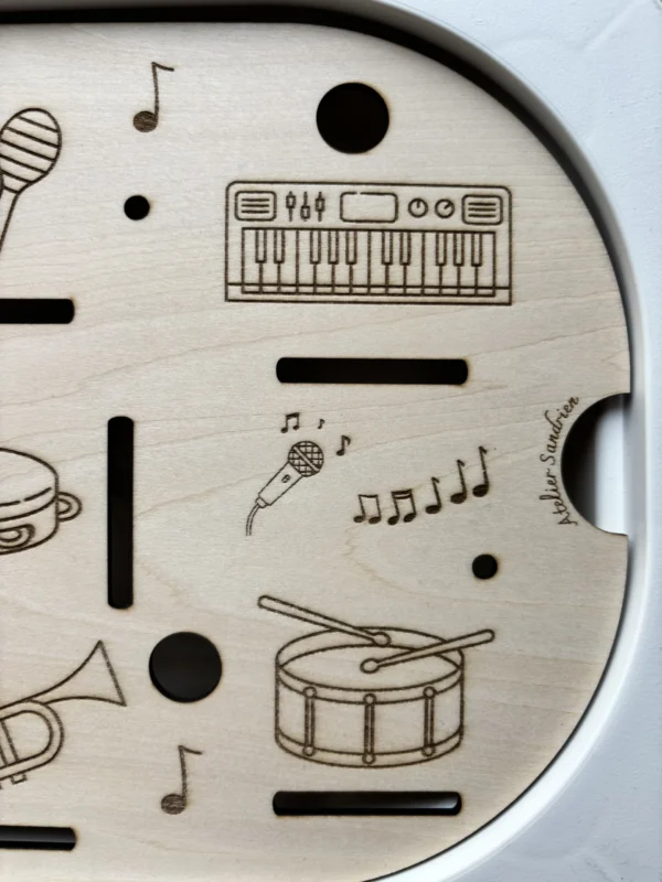 Insert sensoriel en bois - Découverte des sons et instruments