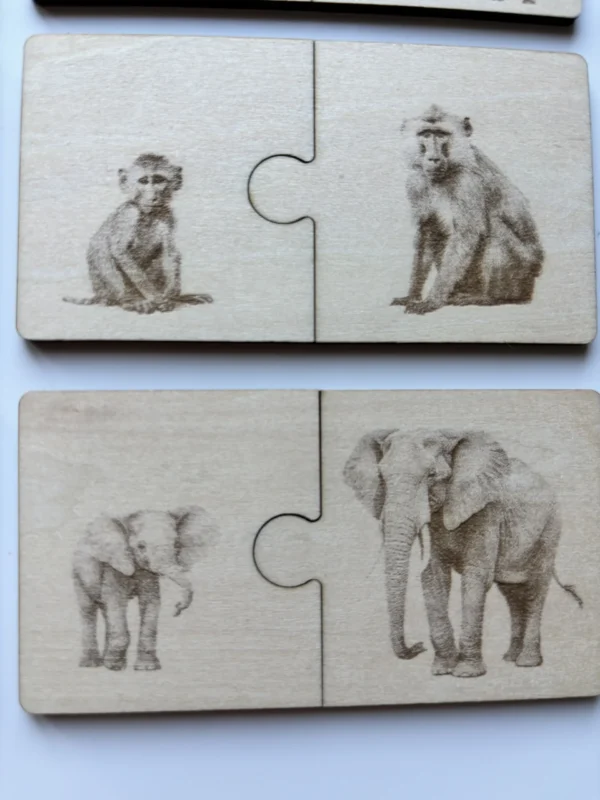 Duo puzzle en bois Safari - zoom familles éléphant...