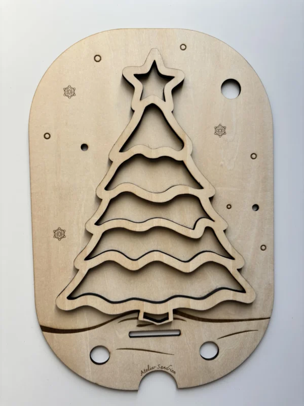 Insert sensoriel en bois - Sapin de Noël à remplir