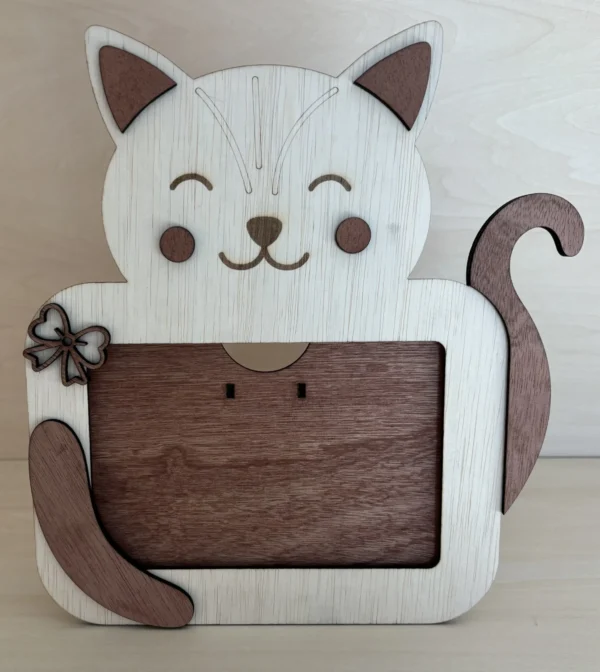 Cadre photo en bois - Chat
