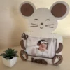 Cadre photo en bois - représentant une souris 2 couleurs de bois