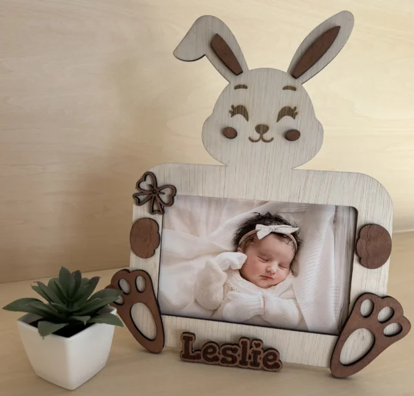Cadre photo en bois -  Lapin