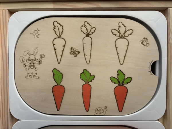 Insert sensoriel en bois - Jardin de carottes