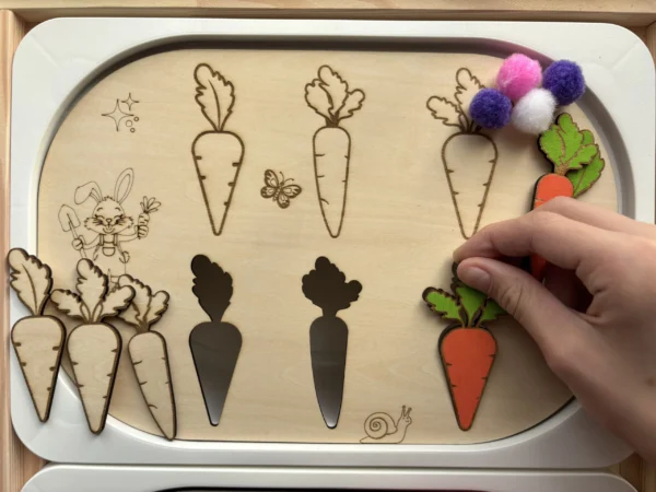 Insert sensoriel en bois - Jardin de carottes