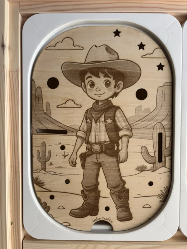 Insert sensoriel en bois - Le cow-boy
