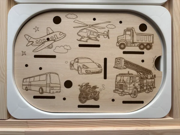 Insert sensoriel en bois - Transports du quotidien