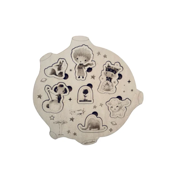 Puzzle en bois inspiré du Prince avec personnages à encastrer