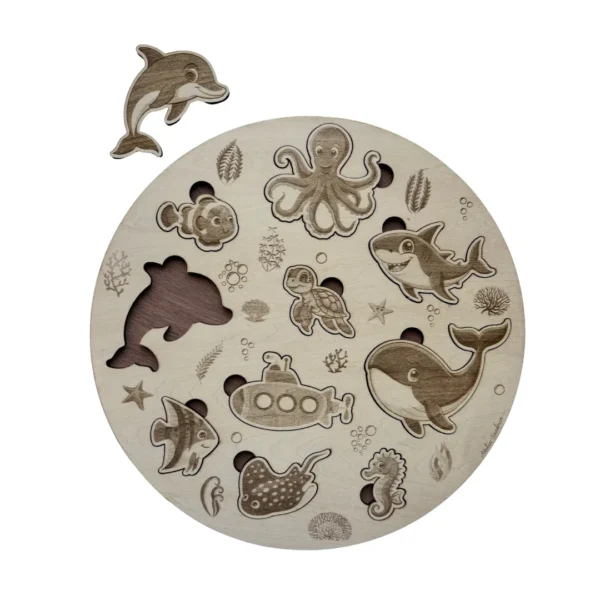 Le monde de la Mer - Puzzle en bois une pièce sortie le dauphin