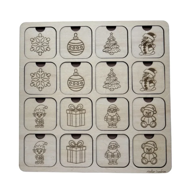 Noël - Jeu de mémoire en bois