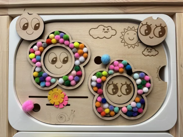 Insert sensoriel en bois - 2 marguerites