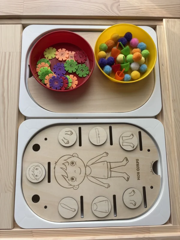 Insert sensoriel en bois - Découverte du corps humain