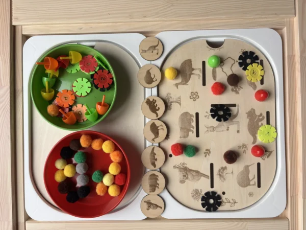 Insert sensoriel en bois animaux Australie et accessoires colorés