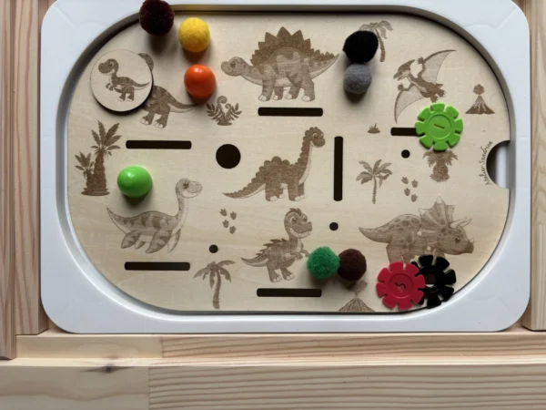 Insert sensoriel dinosaures en bois  - version illustrée
