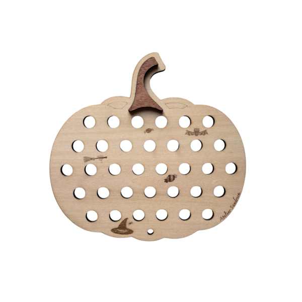 Forme en bois - citrouille - avec trous pour laçage, activité de motricité fine pour enfants