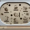 Plateau sensoriel en bois avec illustrations de fruits du verger pour activité de tri et d’association