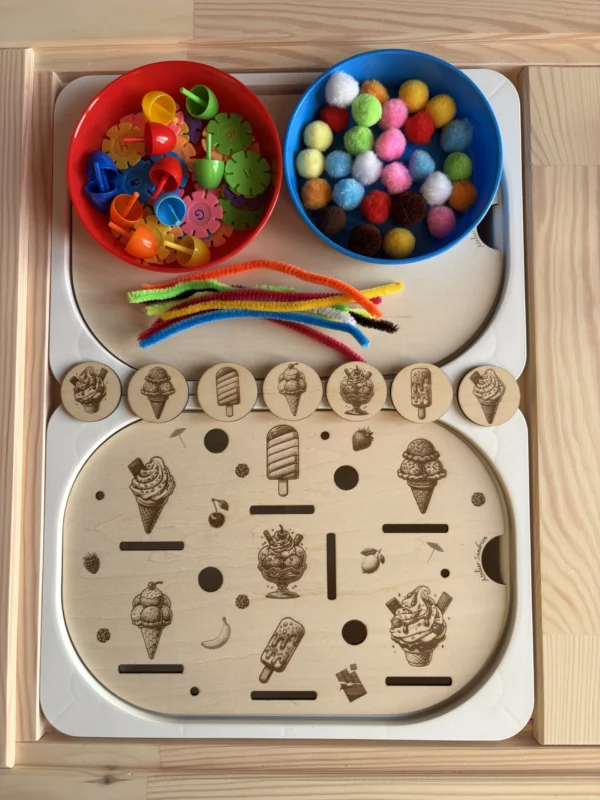 Insert sensoriel en bois - Les glaces