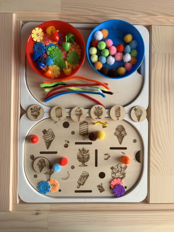 Insert sensoriel en bois - Les glaces