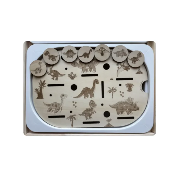 insert dinosaure bois- jetons aligné en haut