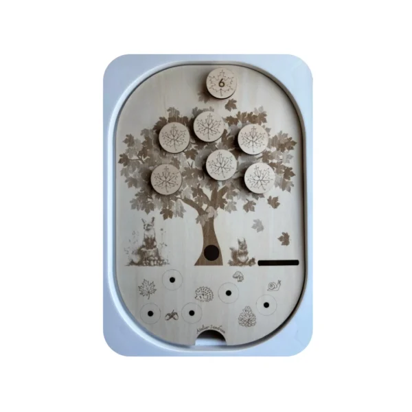 Insert sensoriel en bois arbre à feuilles avec pastilles à scratch pour motricité fine -