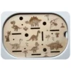 insert sensoriel en bois dinosaures en bois avec tyrannosaure, tricératops et animaux préhistoriques pour jeu éducatif enfant