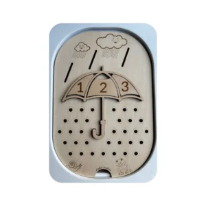 Insert sensoriel en bois parapluie numéroté pour comptage et motricité fine