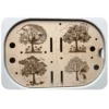 Insert sensoriel en bois représentant les quatre saisons avec arbres illustrés pour activité d’observation et de tri