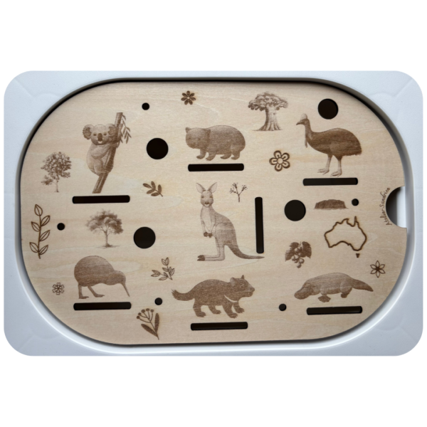 Insert sensoriel en bois animaux d'Australie– jeu d’association visuelle pour enfant