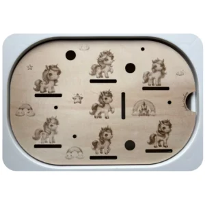 Insert sensoriel en bois avec licornes pour jeu d’association visuelle