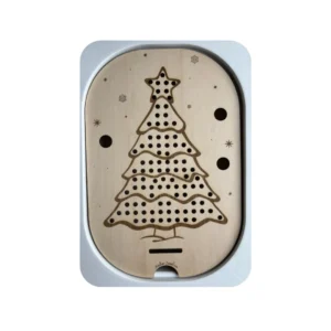Insert sensoriel en bois sapin de Noël avec trous pour picots et activités de motricité fine