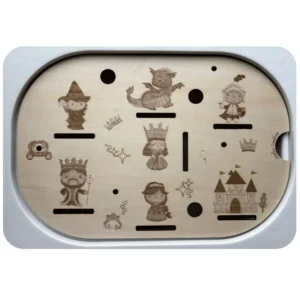 Insert sensoriel en bois - royaume de princesses et personnages pour jeu symbolique