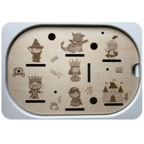 Insert sensoriel en bois - royaume de princesses et personnages pour jeu symbolique