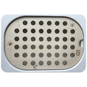 Insert sensoriel en bois avec trous pour pompons de 20mm - activités créatives et motricité fine des enfants