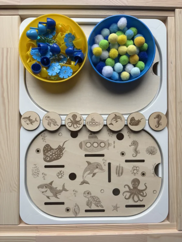 Insert sensoriel en bois - Univers sous-marin