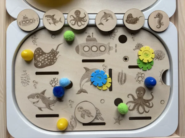 Insert sensoriel en bois - Univers sous-marin